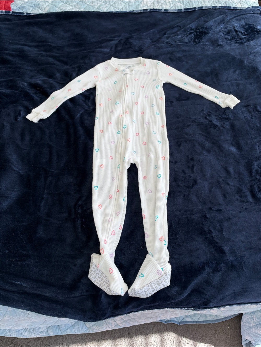 Carter's Cream Footed One-Piece with Multicolor Hearts